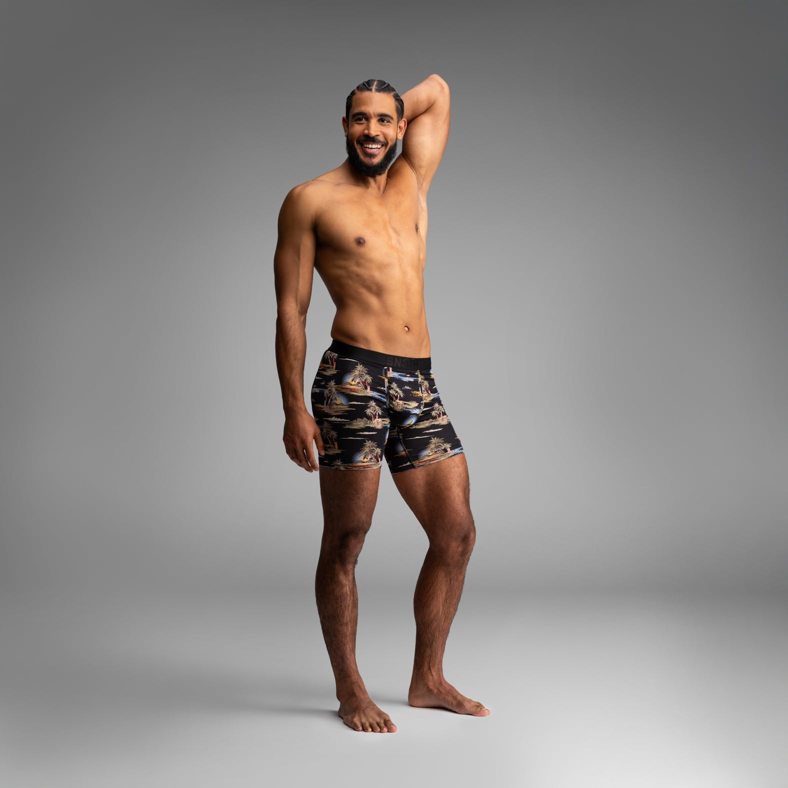 Classic Icon Boxer Brief: Tropical Landscape - Black | BN3TH Underwear