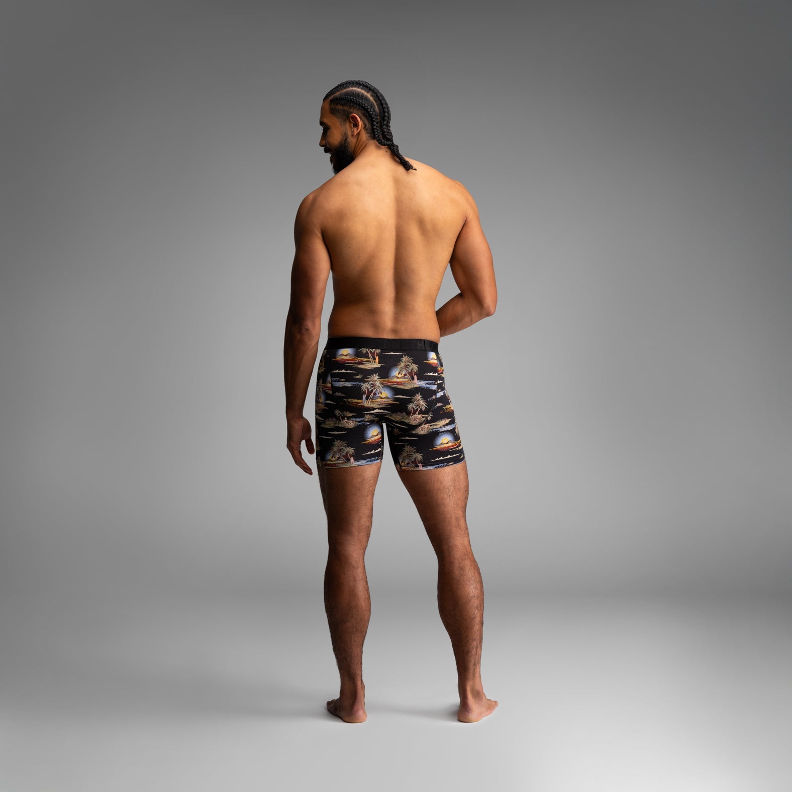 Classic Icon Boxer Brief: Tropical Landscape - Black | BN3TH Underwear